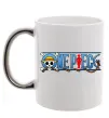 Чашка з кольоровою ручкою One piece лого Срібло фото
