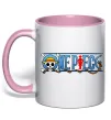 Чашка з кольоровою ручкою One piece лого Ніжно рожевий фото