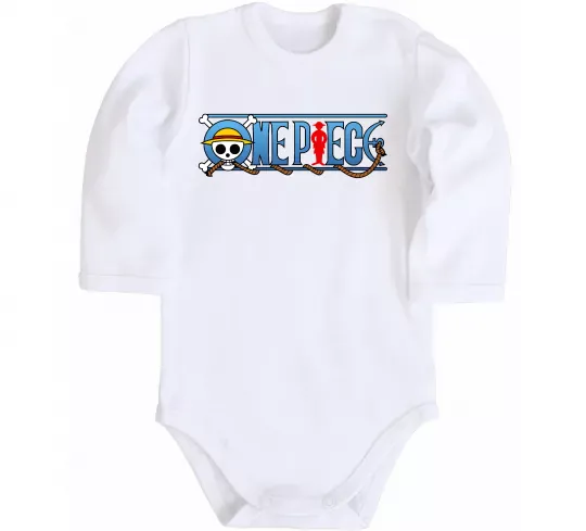 Дитячий бодік One piece лого Білий фото