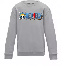 Детский Свитшот One piece лого Серый меланж фото