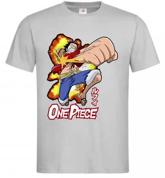Мужская футболка Luffy punch Серый фото