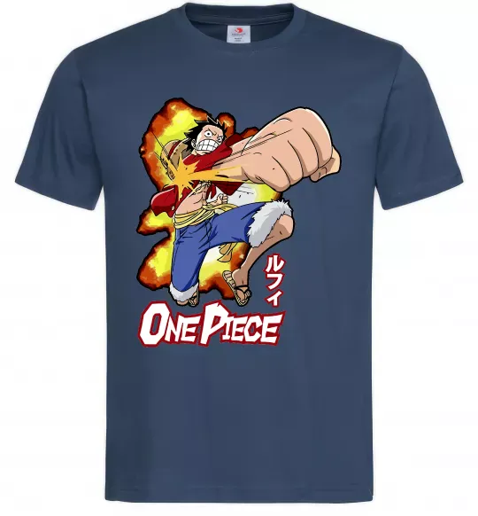 Мужская футболка Luffy punch Темно-синий фото