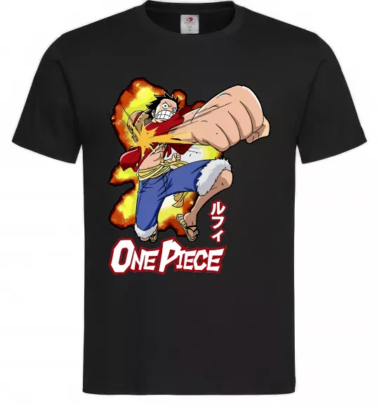 Мужская футболка Luffy punch Черный фото