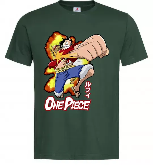 Мужская футболка Luffy punch Темно-зеленый фото