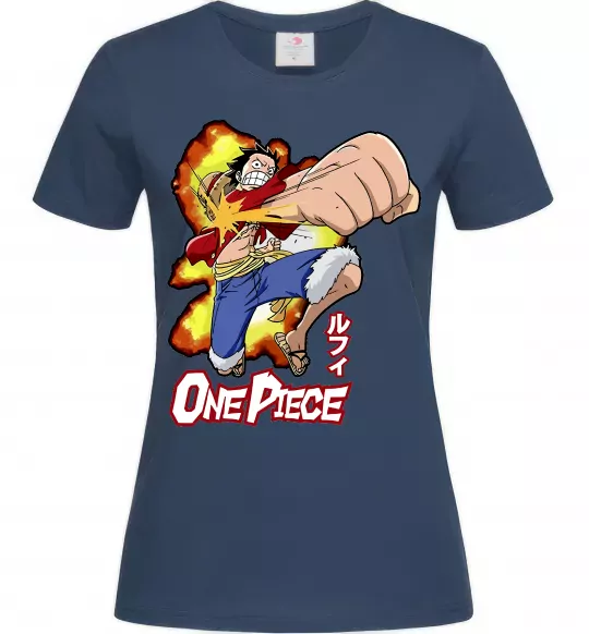 Женская футболка Luffy punch Темно-синий фото