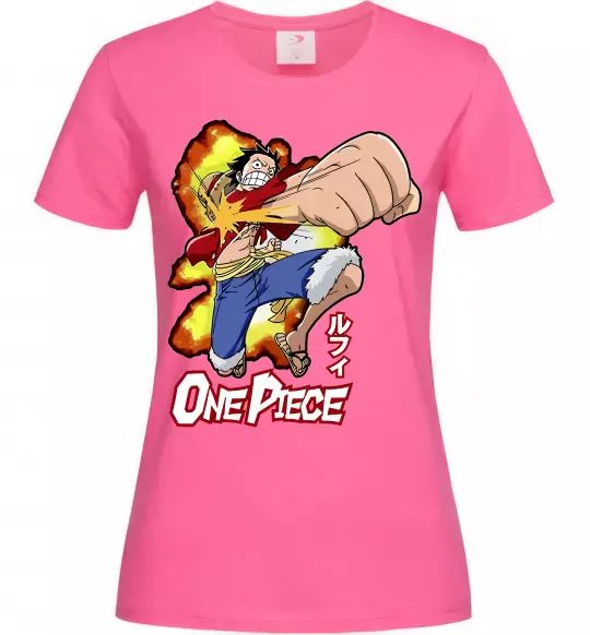 Женская футболка Luffy punch Ярко-розовый фото