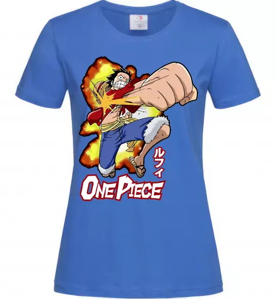 Женская футболка Luffy punch Ярко-синий фото
