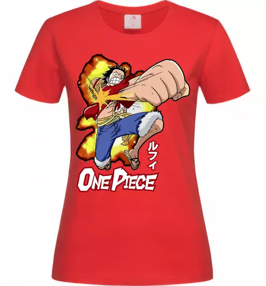 Женская футболка Luffy punch Красный фото