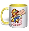 Чашка з кольоровою ручкою Luffy punch Сонячно жовтий фото