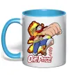 Чашка з кольоровою ручкою Luffy punch Блакитний фото