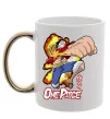 Чашка з кольоровою ручкою Luffy punch Золото фото