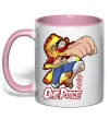 Чашка з кольоровою ручкою Luffy punch Ніжно рожевий фото