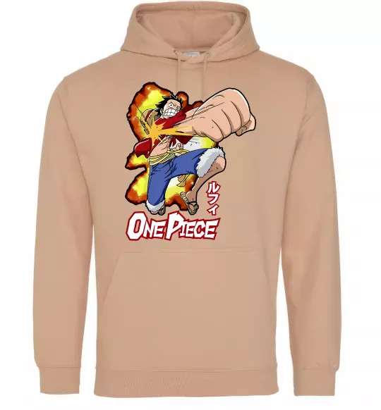 Мужская толстовка (худи) Luffy punch Песочный фото