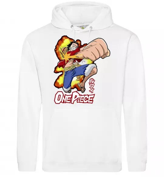 Женская толстовка (худи) Luffy punch Белый фото