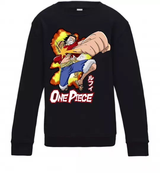 Детский Свитшот Luffy punch Черный фото