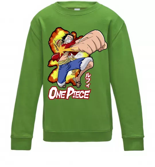 Детский Свитшот Luffy punch Лаймовый фото