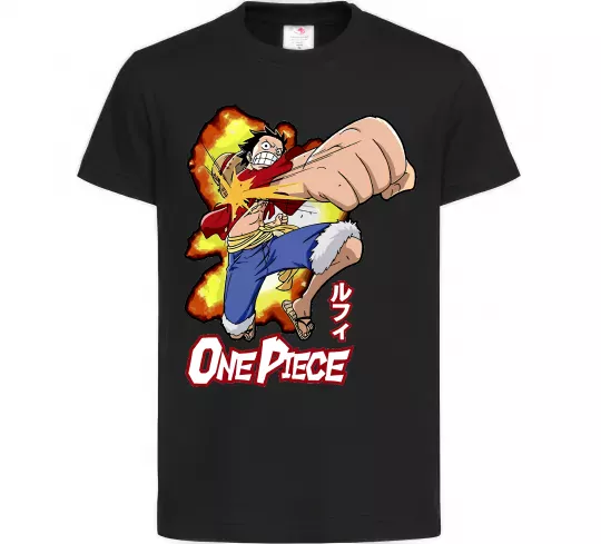 Дитяча футболка Luffy punch Чорний фото
