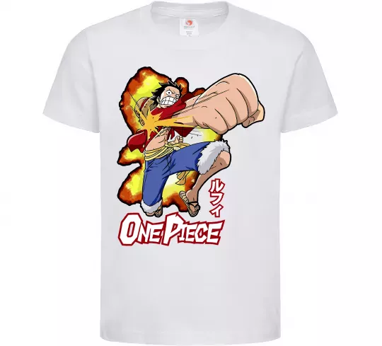 Дитяча футболка Luffy punch Білий фото
