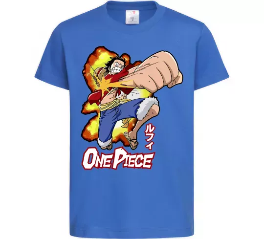 Дитяча футболка Luffy punch Яскраво-синій фото