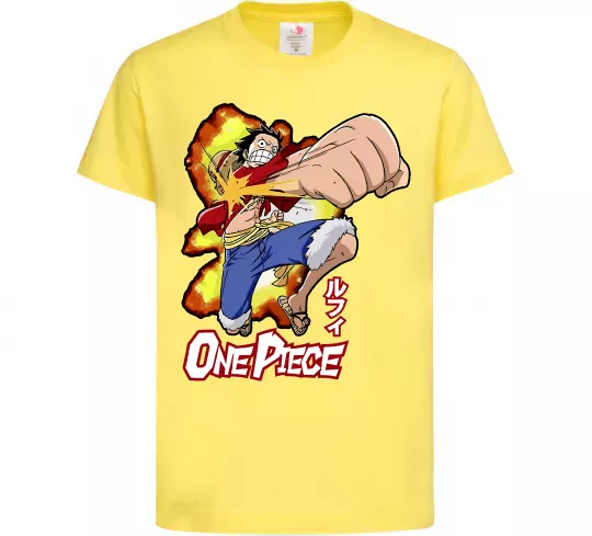 Дитяча футболка Luffy punch Лимонний фото
