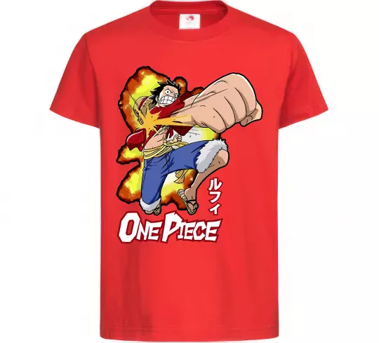Дитяча футболка Luffy punch Червоний фото