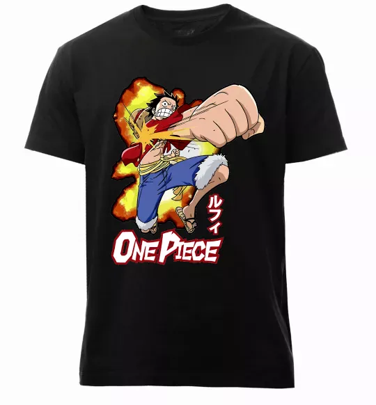 Мужская премиум футболка Luffy punch Черный фото