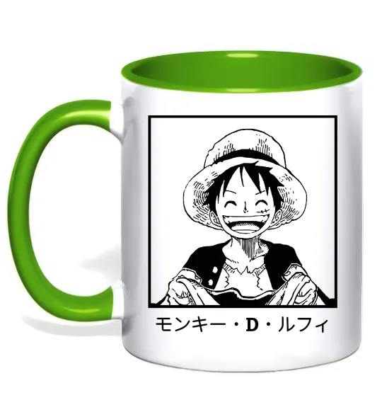 Чашка с цветной ручкой Monkey D. Luffy Лаймовый фото