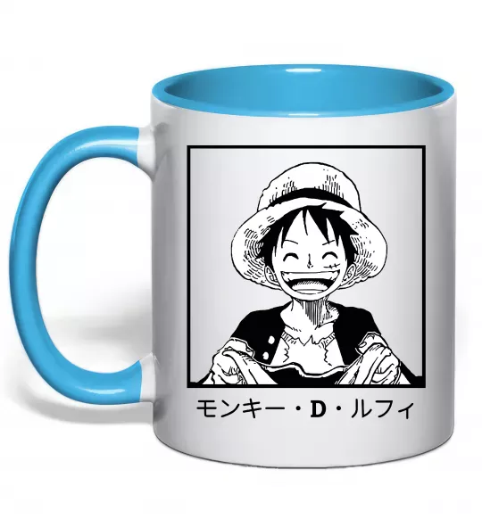 Чашка с цветной ручкой Monkey D. Luffy Голубой фото