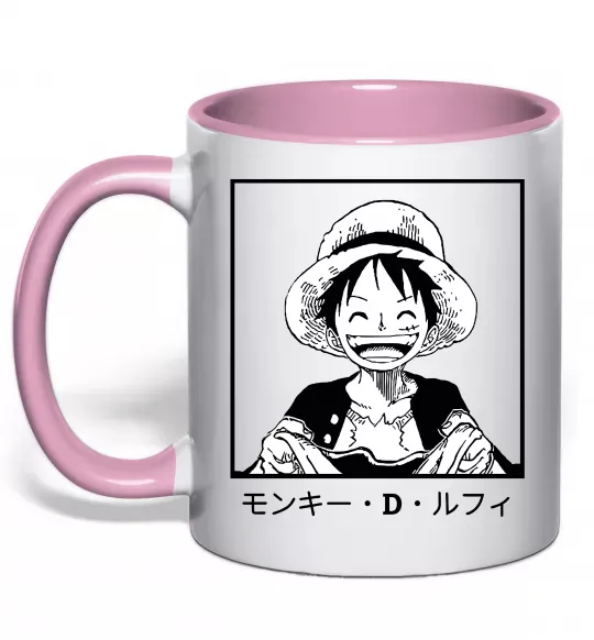 Чашка с цветной ручкой Monkey D. Luffy Нежно розовый фото