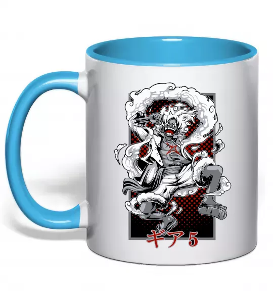 Чашка з кольоровою ручкою Luffy Блакитний фото