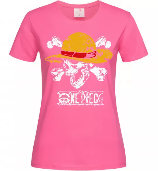 Жіноча футболка Luffy One piece Яскраво-рожевий фото