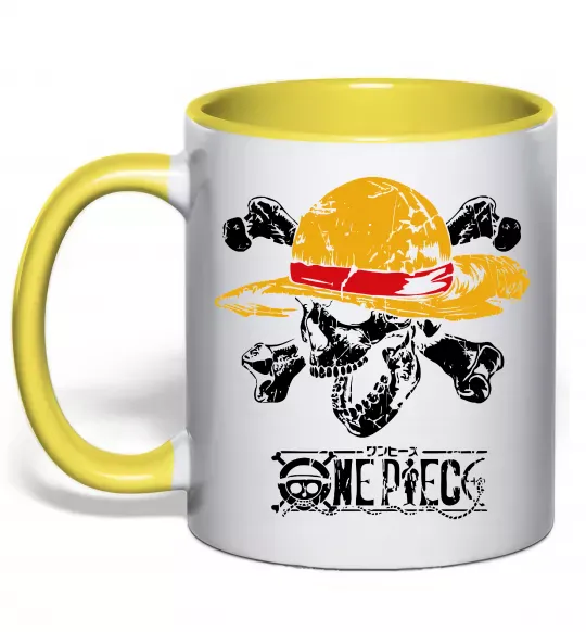 Чашка з кольоровою ручкою Luffy One piece Сонячно жовтий фото
