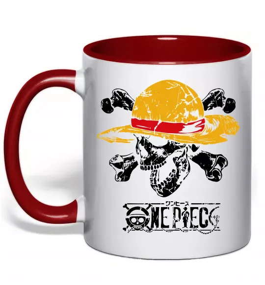 Чашка з кольоровою ручкою Luffy One piece Червоний фото