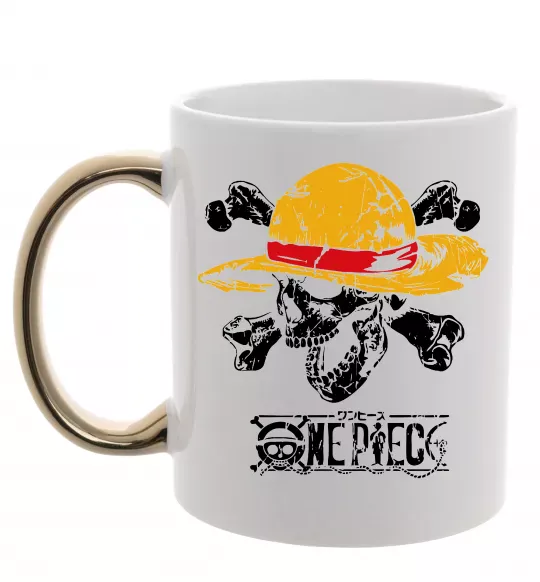 Чашка з кольоровою ручкою Luffy One piece Золото фото
