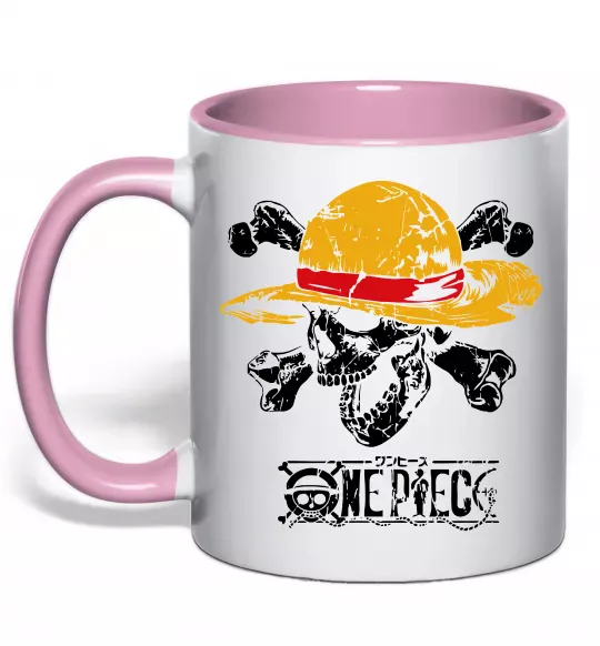 Чашка з кольоровою ручкою Luffy One piece Ніжно рожевий фото