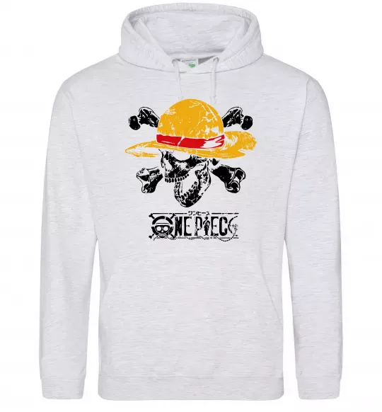 Мужская толстовка (худи) Luffy One piece Серый меланж фото