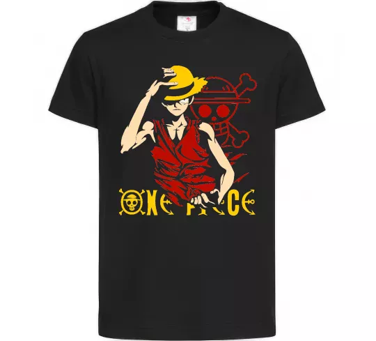 Дитяча футболка One piece Luffy Чорний фото