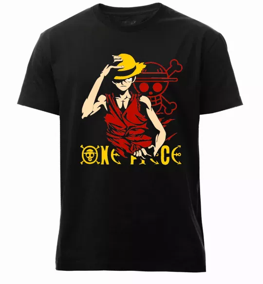 Чоловіча преміум футболка One piece Luffy Чорний фото