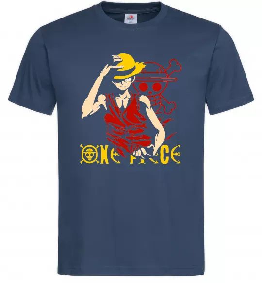 Мужская футболка One piece Luffy Темно-синий фото