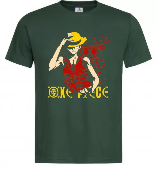 Мужская футболка One piece Luffy Темно-зеленый фото