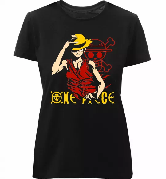 Женская премиум футболка One piece Luffy Черный фото