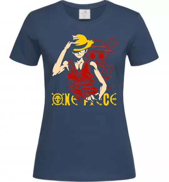 Женская футболка One piece Luffy Темно-синий фото