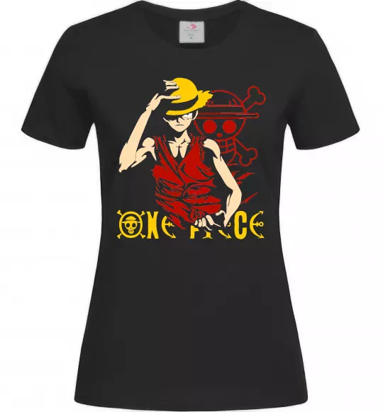 Женская футболка One piece Luffy Черный фото