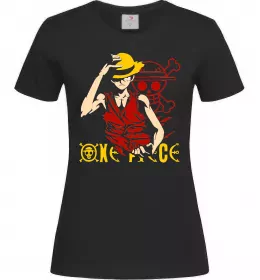 Женская футболка One piece Luffy Черный фото