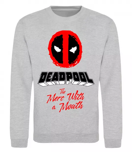 Свитшот Deadpool the merc with a mouth Серый меланж фото