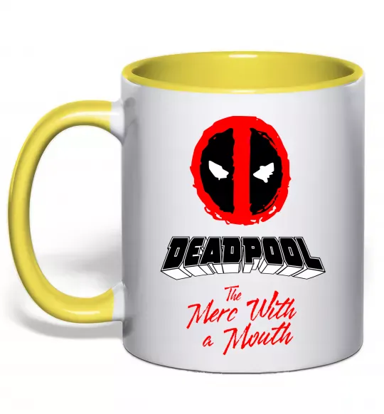 Чашка с цветной ручкой Deadpool the merc with a mouth Солнечно желтый фото