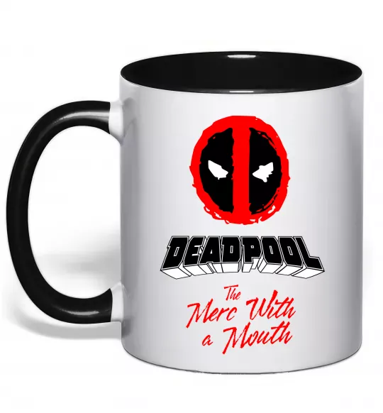 Чашка с цветной ручкой Deadpool the merc with a mouth Черный фото