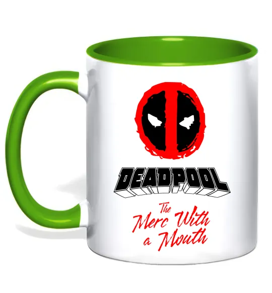 Чашка з кольоровою ручкою Deadpool the merc with a mouth Лаймовий фото
