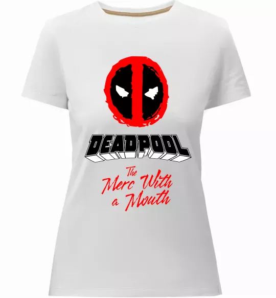 Женская премиум футболка Deadpool the merc with a mouth Белый фото
