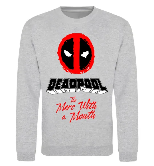 Свитшот Deadpool the merc with a mouth Серый меланж фото